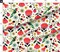 Hummingbird Vintage Flowers Floral Retro Mod Mid Century Scandi Red Yellow Green Custom Printed Fabric by Spoonflower Various Fabrics by the Yard or Fat Quarter